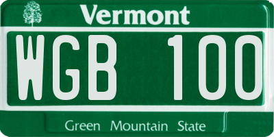 VT license plate WGB100
