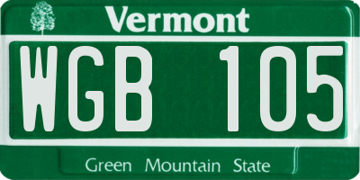 VT license plate WGB105