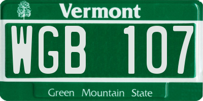 VT license plate WGB107