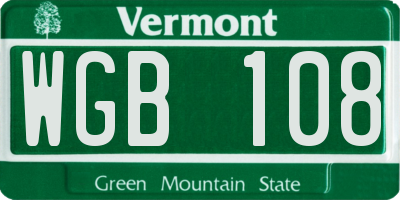VT license plate WGB108