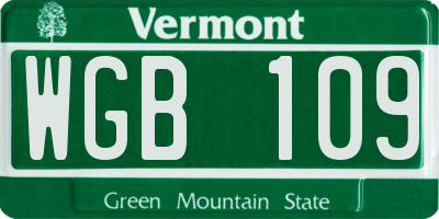 VT license plate WGB109
