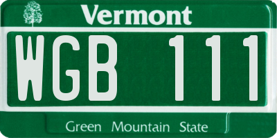 VT license plate WGB111