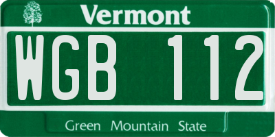 VT license plate WGB112