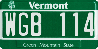 VT license plate WGB114