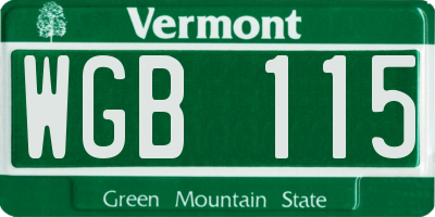 VT license plate WGB115