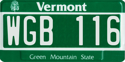 VT license plate WGB116