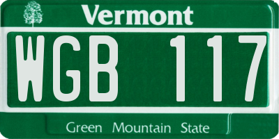 VT license plate WGB117