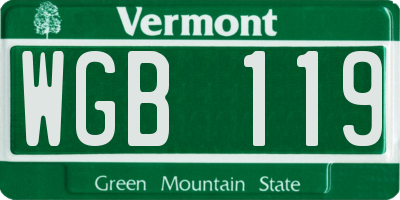 VT license plate WGB119