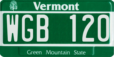 VT license plate WGB120