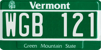 VT license plate WGB121