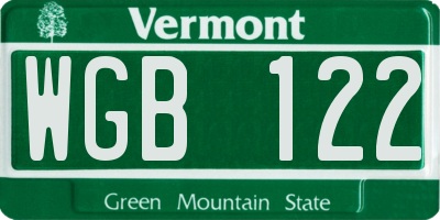 VT license plate WGB122