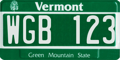 VT license plate WGB123