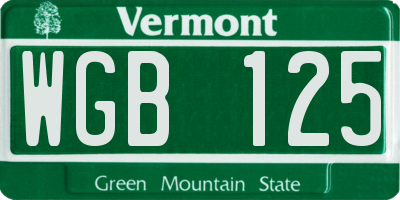 VT license plate WGB125