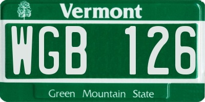 VT license plate WGB126