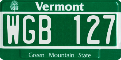 VT license plate WGB127