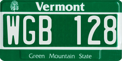 VT license plate WGB128