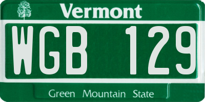 VT license plate WGB129
