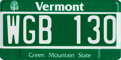 VT license plate WGB130