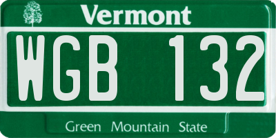 VT license plate WGB132