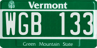 VT license plate WGB133