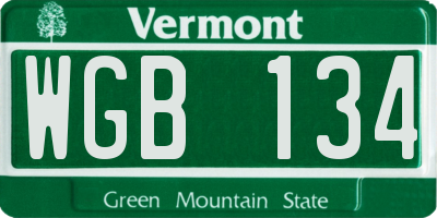 VT license plate WGB134