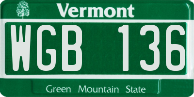 VT license plate WGB136