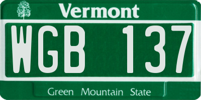 VT license plate WGB137