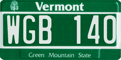 VT license plate WGB140