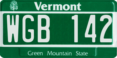 VT license plate WGB142