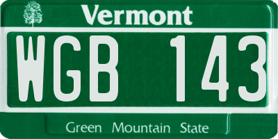 VT license plate WGB143
