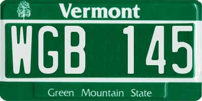 VT license plate WGB145