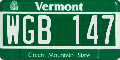 VT license plate WGB147