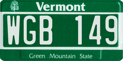 VT license plate WGB149