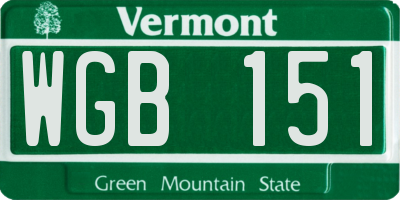 VT license plate WGB151
