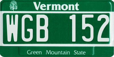 VT license plate WGB152