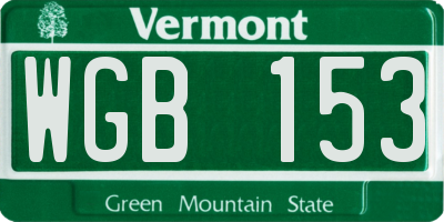 VT license plate WGB153
