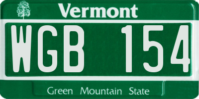 VT license plate WGB154