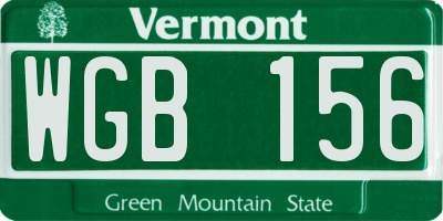 VT license plate WGB156