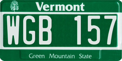VT license plate WGB157