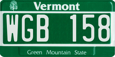 VT license plate WGB158
