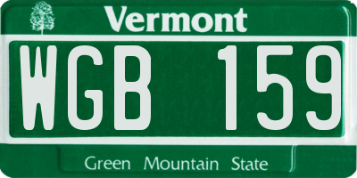 VT license plate WGB159