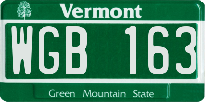 VT license plate WGB163