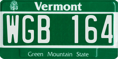 VT license plate WGB164