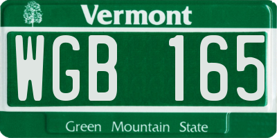 VT license plate WGB165