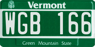 VT license plate WGB166