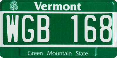 VT license plate WGB168