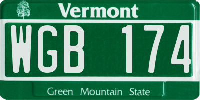 VT license plate WGB174