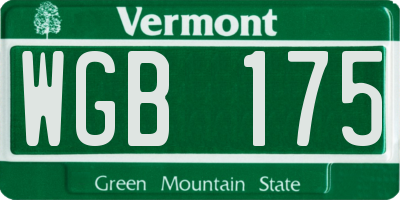 VT license plate WGB175