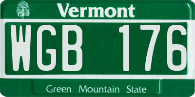 VT license plate WGB176