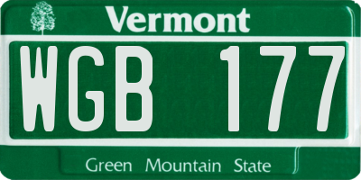 VT license plate WGB177